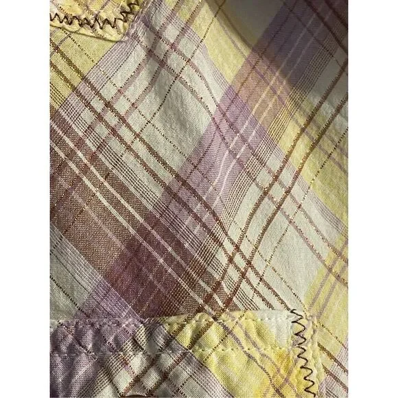 Wrangler Ultra 20X Fit Plaid Multi-Color Button Down Snap Jewel Buttons w/ Laven - Picture 12 of 16